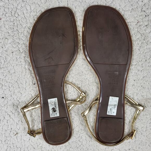 SCHUTZ womens Elsha metallic leather gold size 11 - Picture 3 of 3